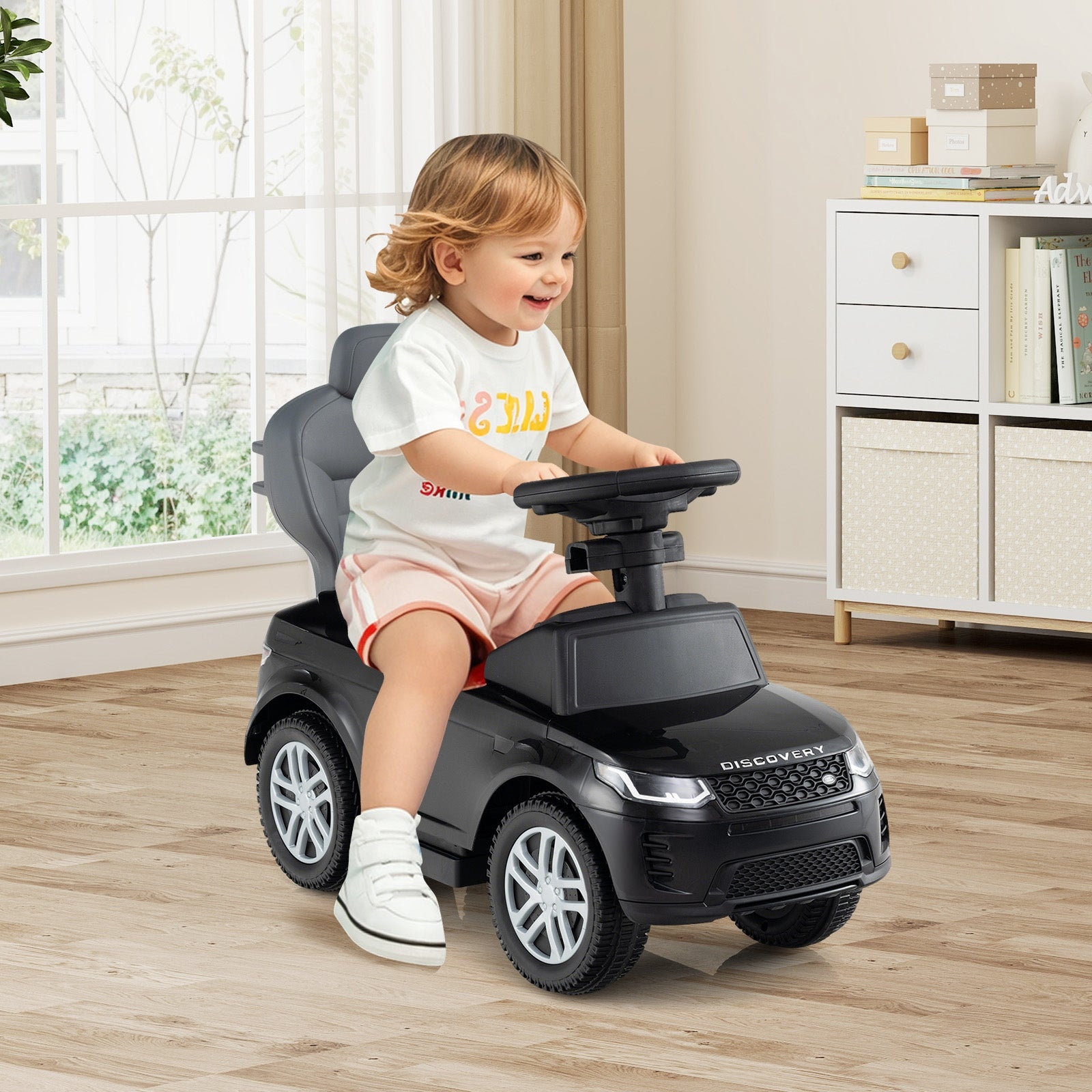 3 In 1 Push Car With Removable Handle, Guardrail, 18-36 Months, Black Push & Pedal Ride On Toys at Gallery Canada