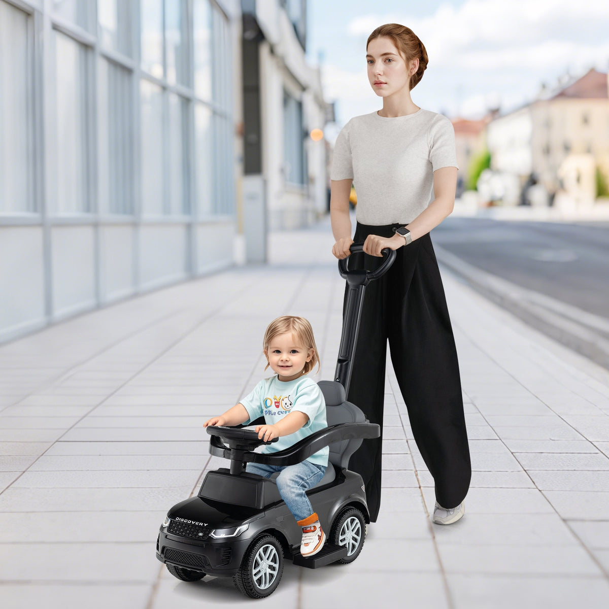 3 In 1 Push Car With Removable Handle, Guardrail, 18-36 Months, Black Push & Pedal Ride On Toys at Gallery Canada