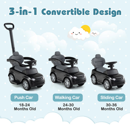 3 In 1 Push Car With Removable Handle, Guardrail, 18-36 Months, Black Push & Pedal Ride On Toys at Gallery Canada