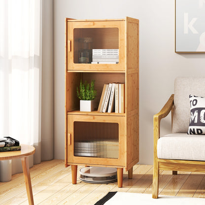 3-Cube Bamboo Storage Cabinet, Open Compartment, 2 Acrylic Doors, Natural Cabinets & Chests at Gallery Canada