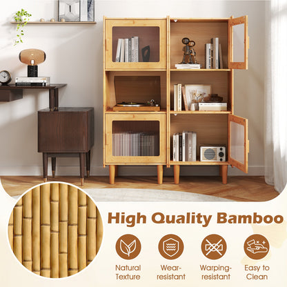 3-Cube Bamboo Storage Cabinet, Open Compartment, 2 Acrylic Doors, Natural Cabinets & Chests at Gallery Canada