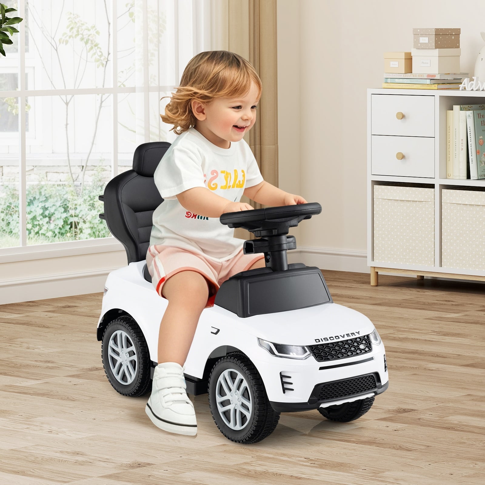 3 In 1 Push Car, Removable Handle, Guardrail, 18-36 Months, White Push & Pedal Ride On Toys at Gallery Canada