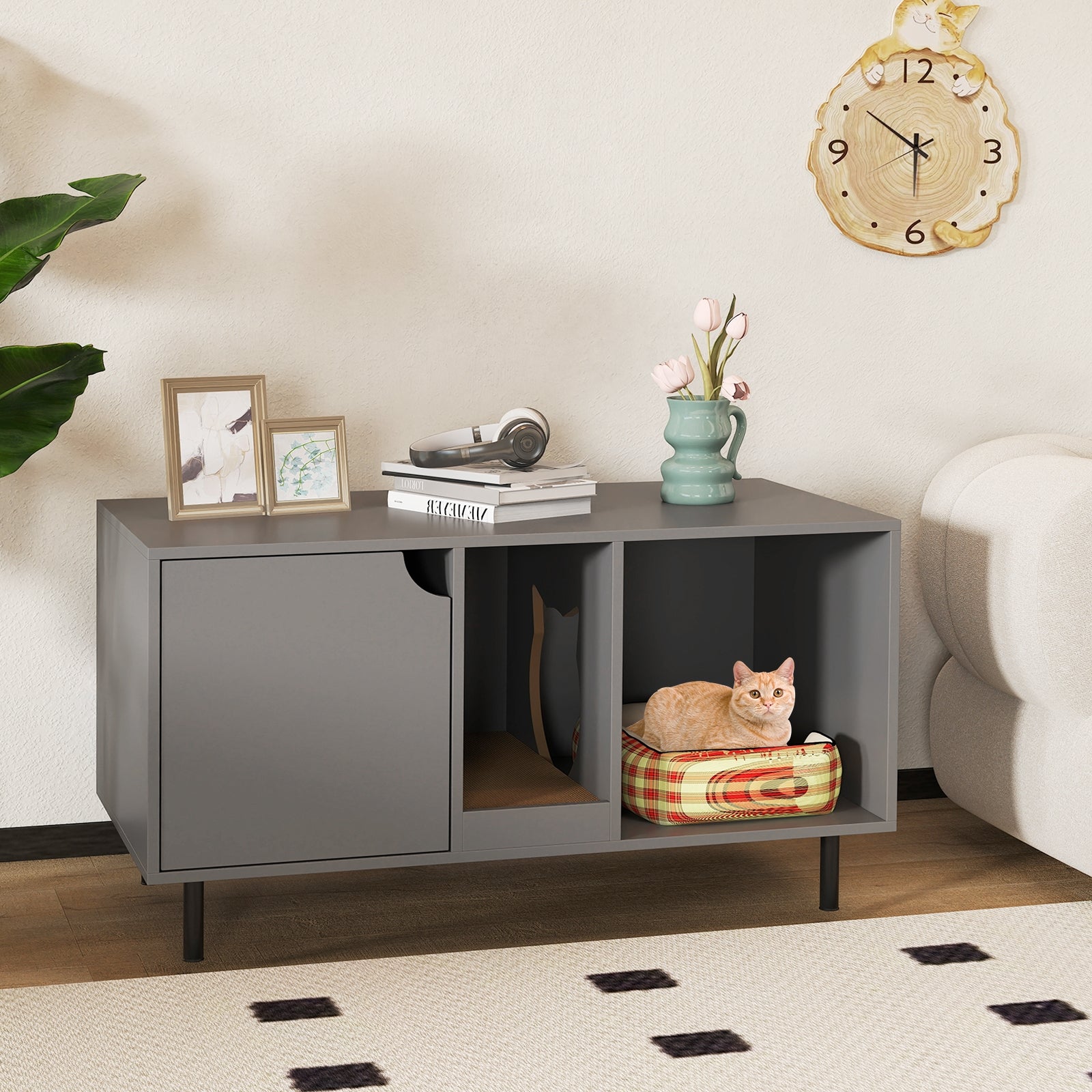 40 Inch Cat Litter Box Enclosure For 2 Cats, Gray Cat Houses at Gallery Canada