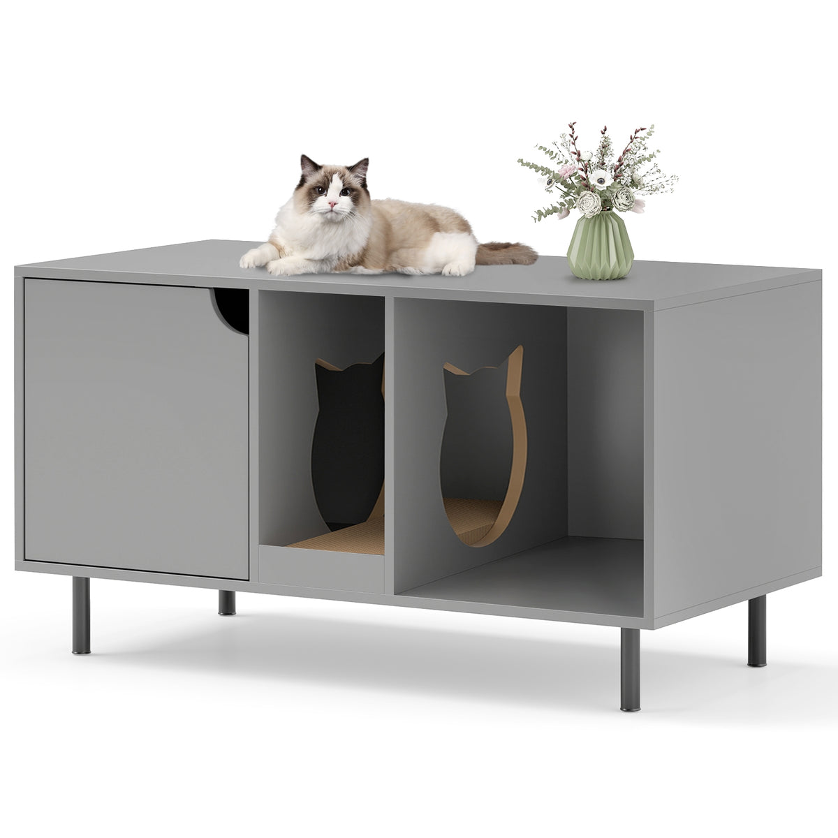 40 Inch Cat Litter Box Enclosure For 2 Cats, Gray Cat Houses at Gallery Canada