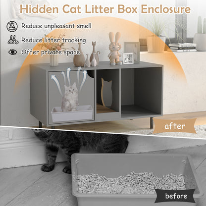 40 Inch Cat Litter Box Enclosure For 2 Cats, Gray Cat Houses at Gallery Canada