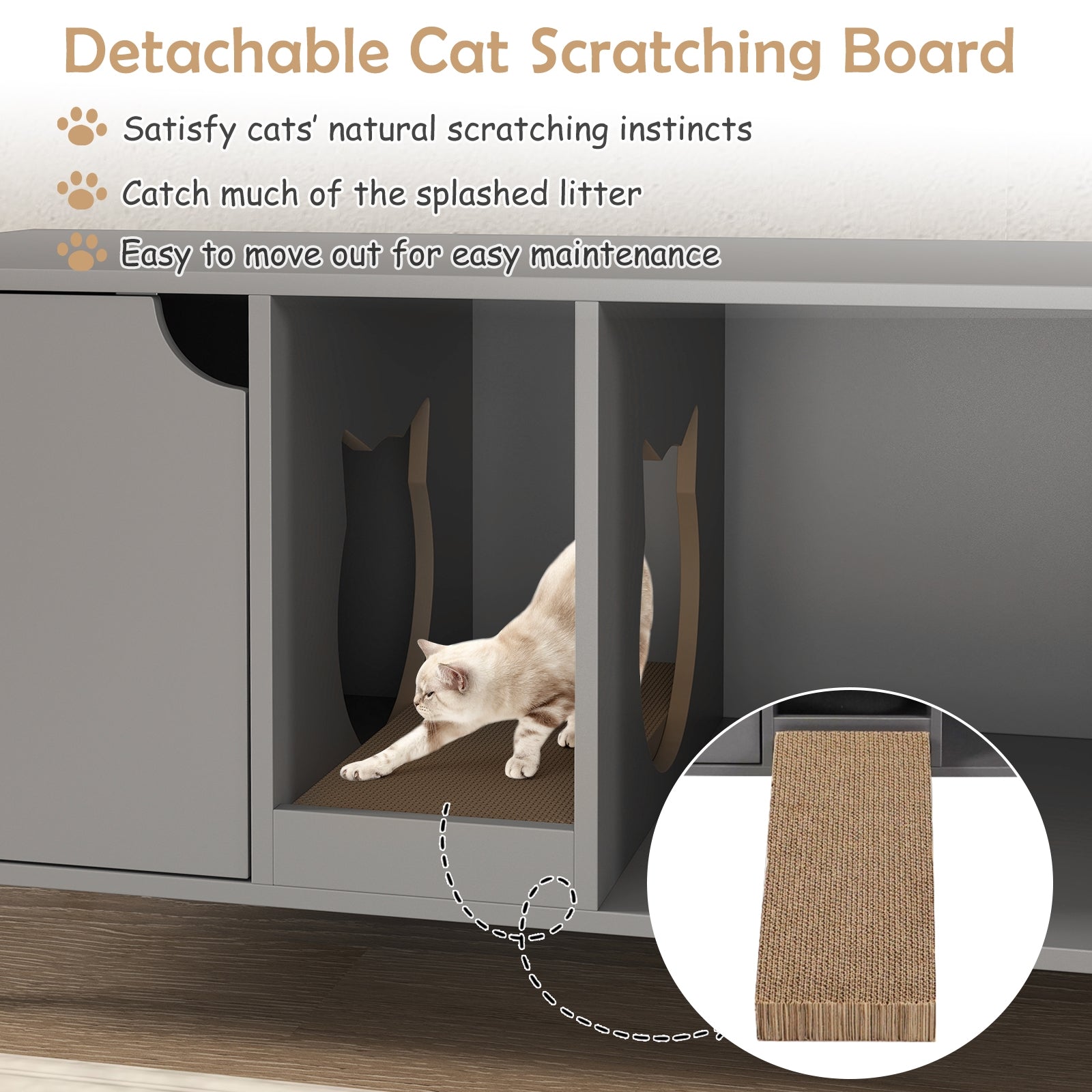 40 Inch Cat Litter Box Enclosure For 2 Cats, Gray Cat Houses at Gallery Canada