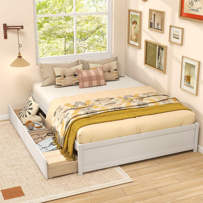 Queen Size Bed Frame, 2 Rolling Storage Drawers, White Trundle Bed Frame at Gallery Canada