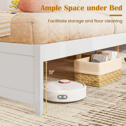 Queen Size Bed Frame, 2 Rolling Storage Drawers, White Trundle Bed Frame at Gallery Canada