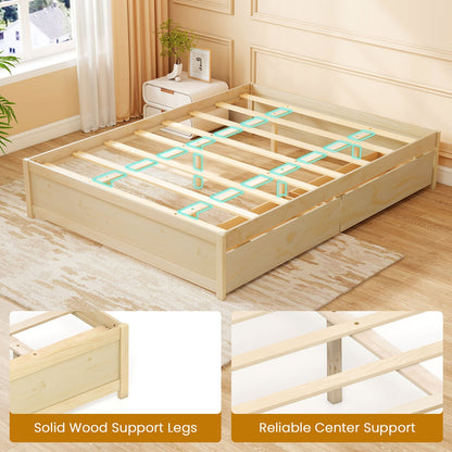 Queen Size Bed Frame, 2 Rolling Storage Drawers, Natural Trundle Bed Frame at Gallery Canada