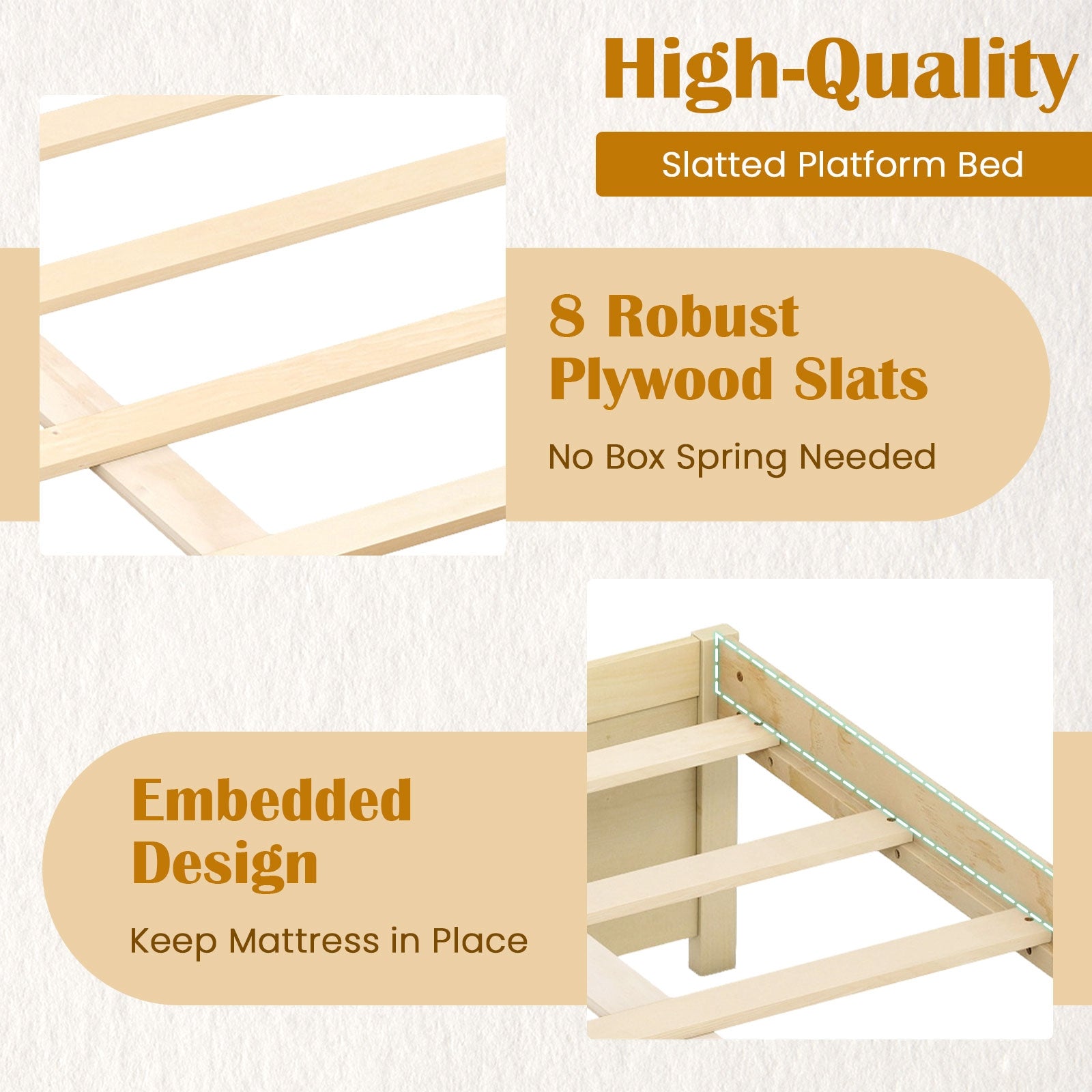 Queen Size Bed Frame, 2 Rolling Storage Drawers, Natural Trundle Bed Frame at Gallery Canada