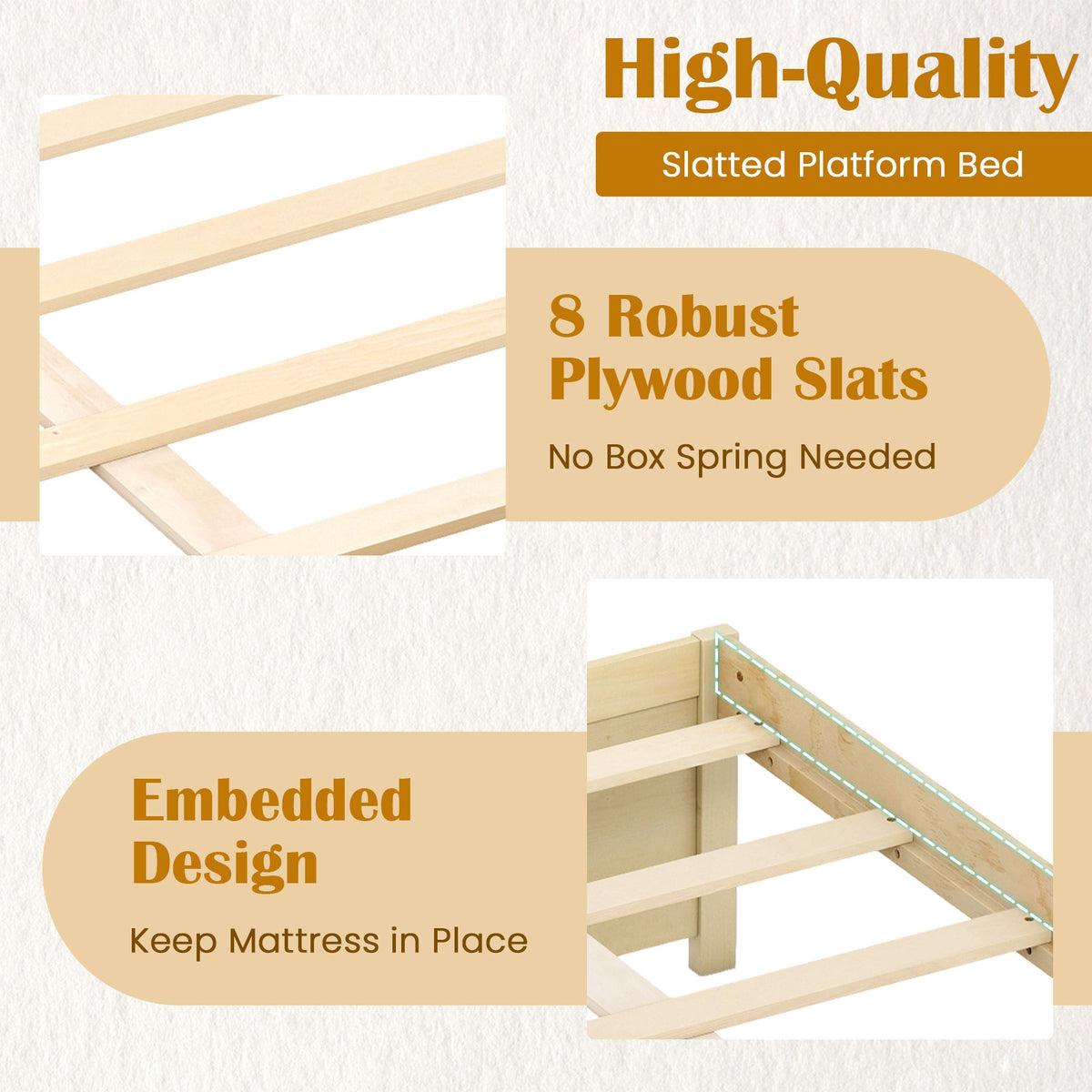 Queen Size Bed Frame, 2 Rolling Storage Drawers, Natural Trundle Bed Frame at Gallery Canada