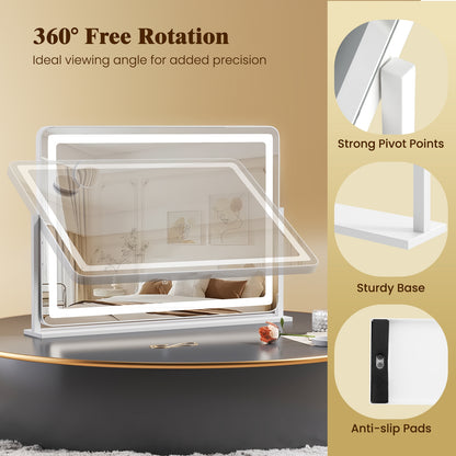 32 x 22 Inch Makeup Vanity Mirror, 3-Color Lighting, White Wall Mirrors at Gallery Canada