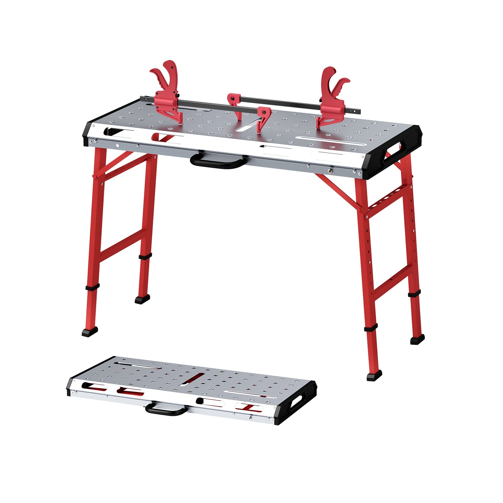 42 Inches x 21 Inches Welding Table, Adjustable Height, 2 Bar Clamps, Silver Garages at Gallery Canada
