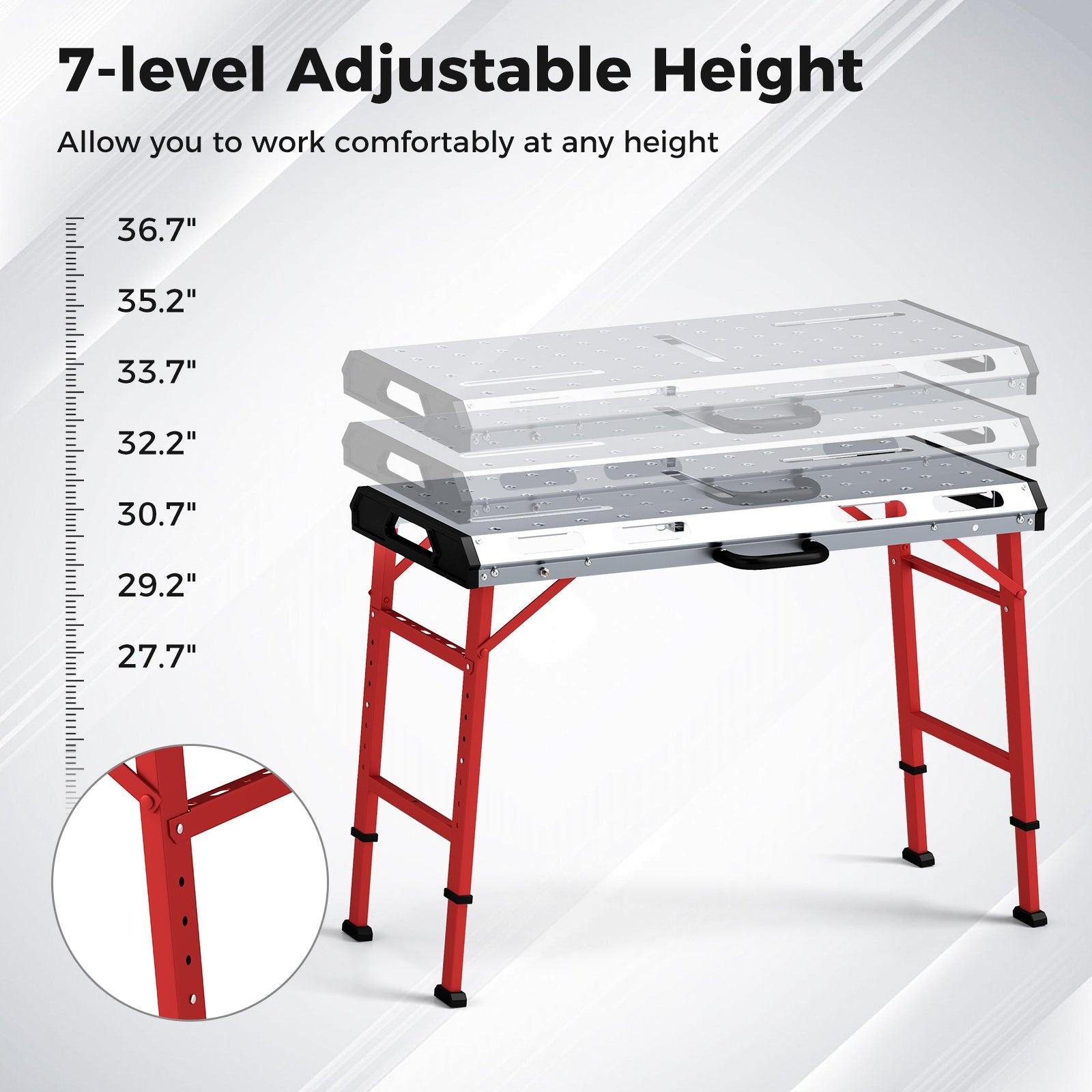 42 Inches x 21 Inches Welding Table, Adjustable Height, 2 Bar Clamps, Silver Garages at Gallery Canada