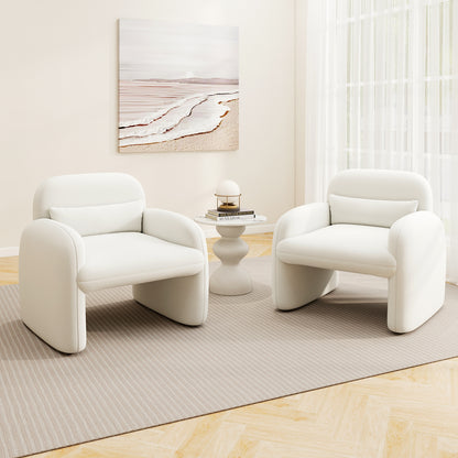 Modern Accent Chair With Waist Pillow, Armrests, Beige Accent Chairs at Gallery Canada