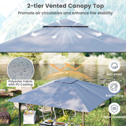 3-Piece Patio Bar Set, 8 x 8 FT Double-Tier Grill Gazebo, Gray Patio Bar Furniture at Gallery Canada