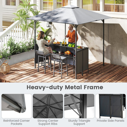 3-Piece Patio Bar Set, 8 x 8 FT Double-Tier Grill Gazebo, Gray Patio Bar Furniture at Gallery Canada