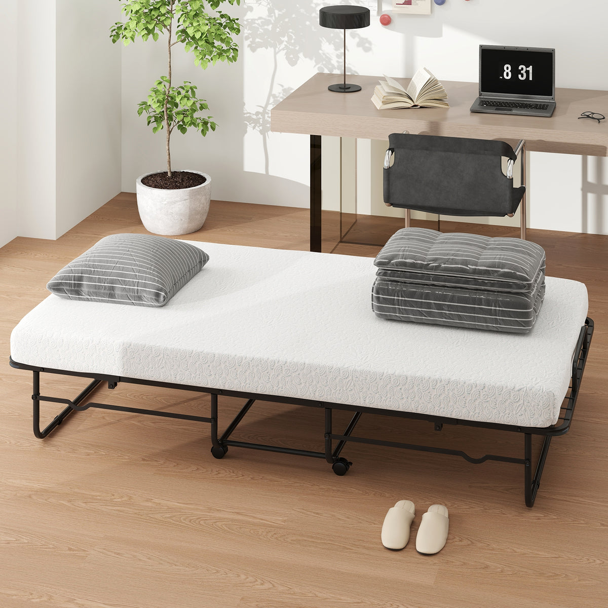 Twin Size Folding Bed, Memory Foam Mattress, Heavy-Duty Metal Frame Folding Beds at Gallery Canada