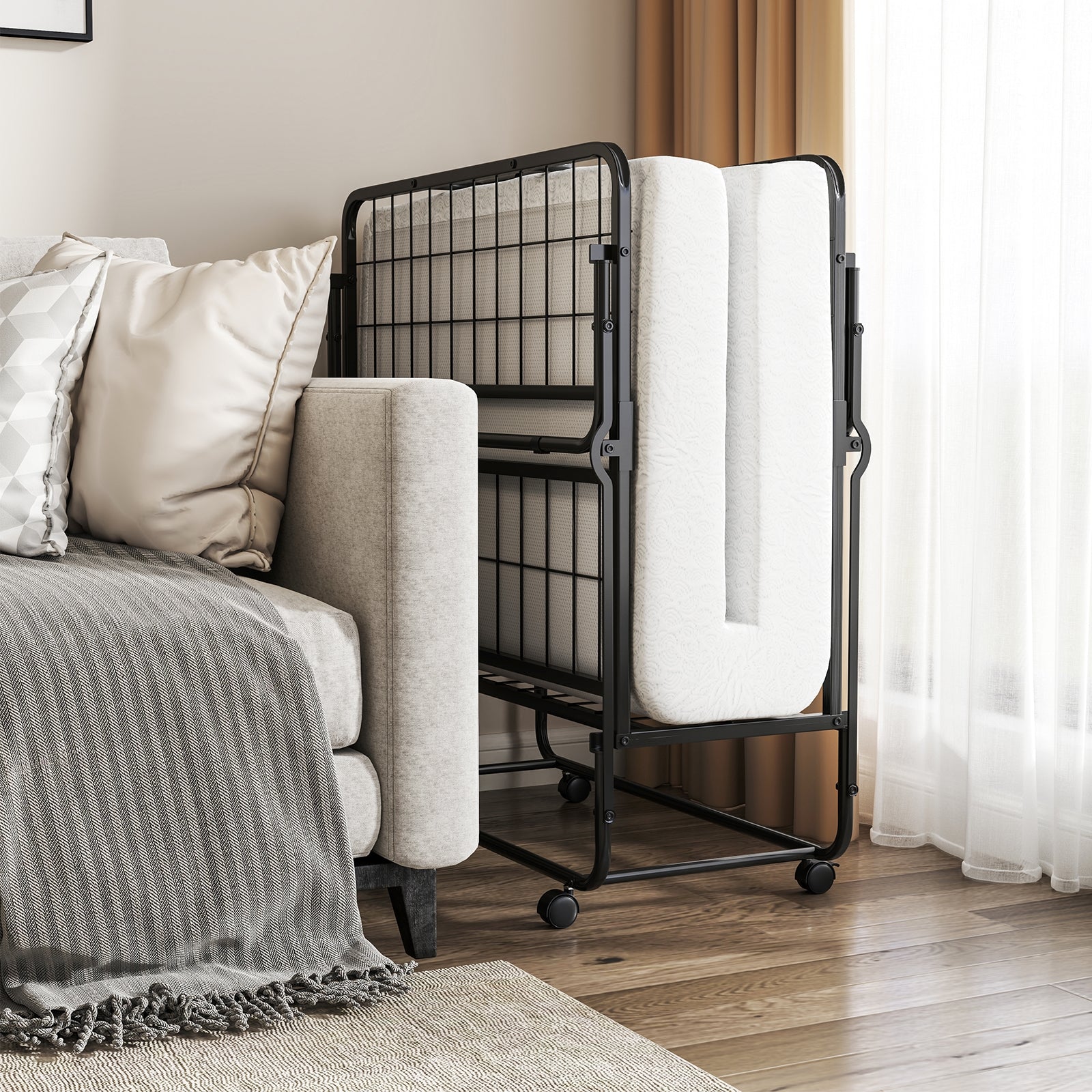 Twin Size Folding Bed, Memory Foam Mattress, Heavy-Duty Metal Frame Folding Beds at Gallery Canada