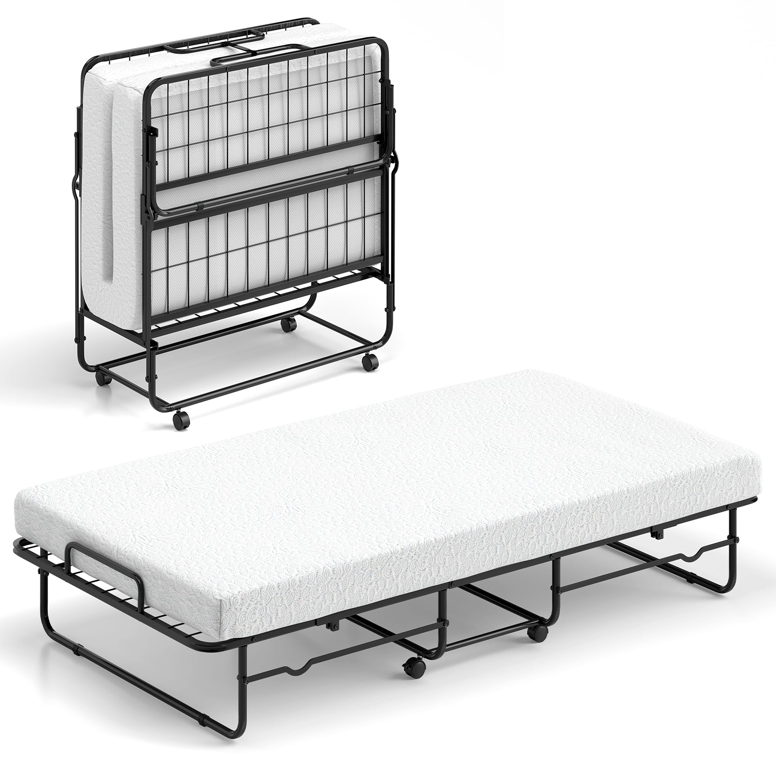 Twin Size Folding Bed, Memory Foam Mattress, Heavy-Duty Metal Frame Folding Beds at Gallery Canada