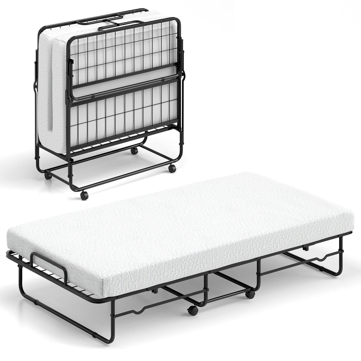 Twin Size Folding Bed, Memory Foam Mattress, Heavy-Duty Metal Frame Folding Beds at Gallery Canada