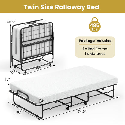 Twin Size Folding Bed, Memory Foam Mattress, Heavy-Duty Metal Frame Folding Beds at Gallery Canada