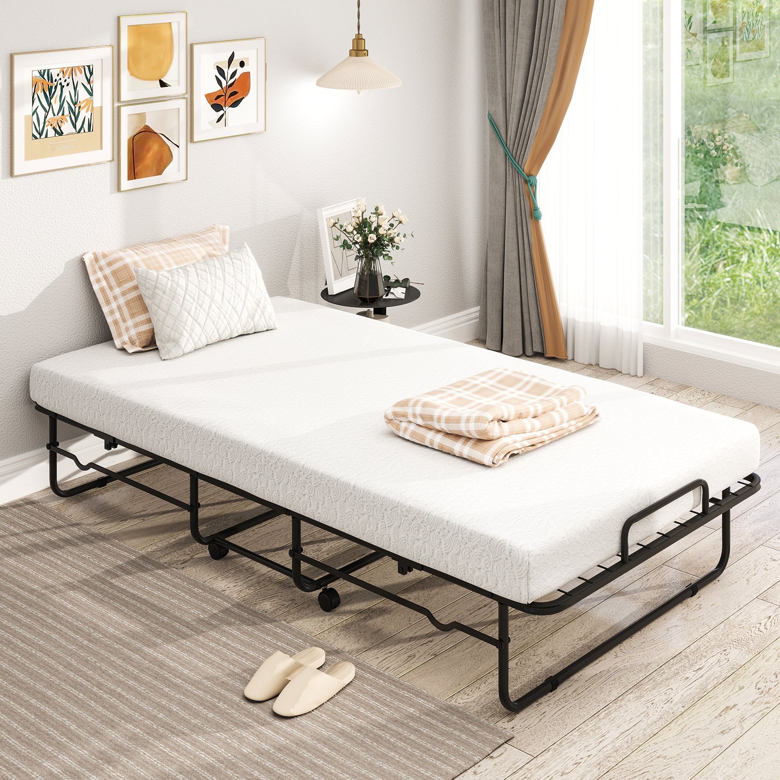 Twin Size Folding Bed, Memory Foam Mattress, Heavy-Duty Metal Frame Folding Beds at Gallery Canada
