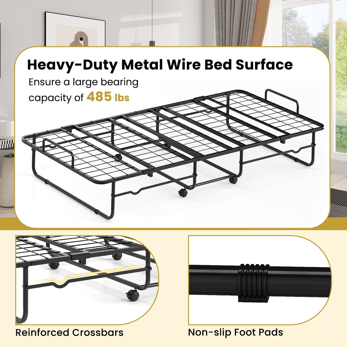 Twin Size Folding Bed, Memory Foam Mattress, Heavy-Duty Metal Frame Folding Beds at Gallery Canada