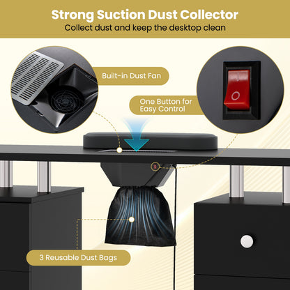 Manicure Table Nail Desk With Electric Dust Collector, Black Massage at Gallery Canada