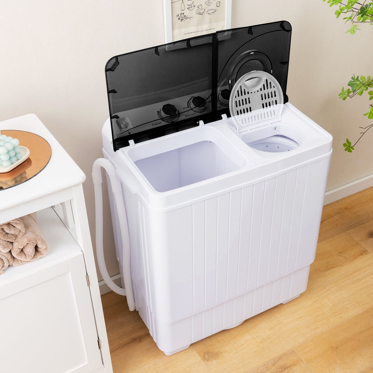 26 lbs Semi-Automatic Twin Tub Washing Machine, Black Washing Machines at Gallery Canada