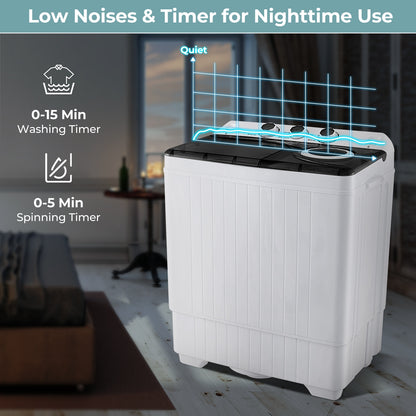 26 lbs Semi-Automatic Twin Tub Washing Machine, Black Washing Machines at Gallery Canada