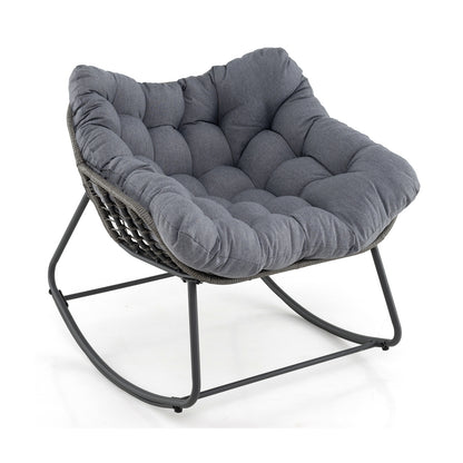 Oversized Patio Rocking Chair, PE Wicker Egg Chair With Cushion, Gray Patio Rocking Chairs & Gliders at Gallery Canada