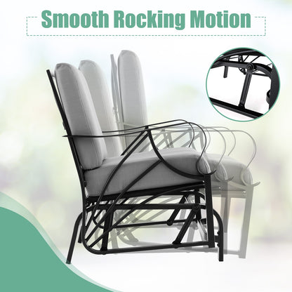 Patio Glider Rocking Chair, Thick Cushion, Curved Armrest, Gray Patio Rocking Chairs & Gliders at Gallery Canada