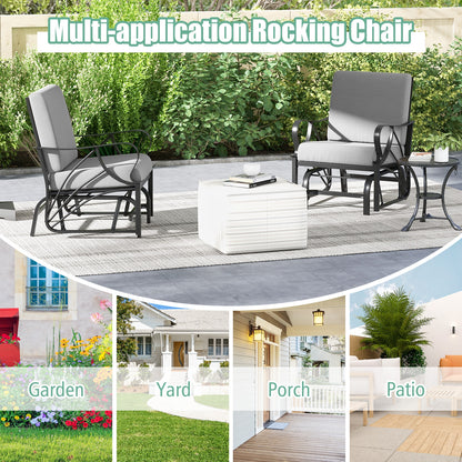 Patio Glider Rocking Chair, Thick Cushion, Curved Armrest, Gray Patio Rocking Chairs & Gliders at Gallery Canada