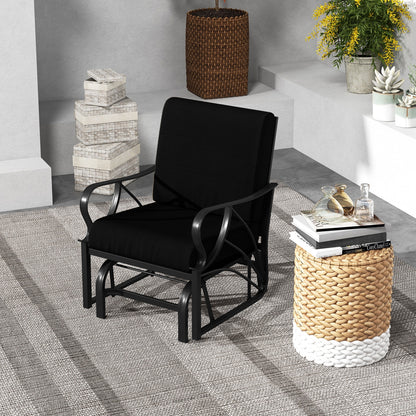 Patio Glider Rocking Chair, Thick Cushion, Curved Armrest, Black Patio Rocking Chairs & Gliders at Gallery Canada