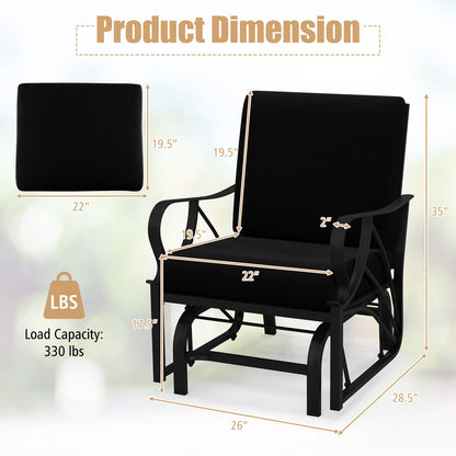 Patio Glider Rocking Chair, Thick Cushion, Curved Armrest, Black Patio Rocking Chairs & Gliders at Gallery Canada