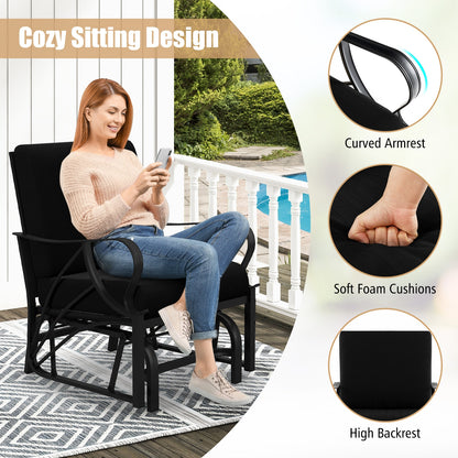 Patio Glider Rocking Chair, Thick Cushion, Curved Armrest, Black Patio Rocking Chairs & Gliders at Gallery Canada