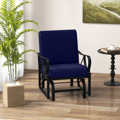 Patio Glider Rocking Chair, Thick Cushion, Curved Armrest, Navy Patio Rocking Chairs & Gliders at Gallery Canada