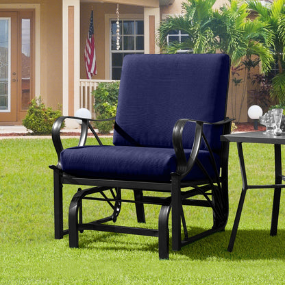 Patio Glider Rocking Chair, Thick Cushion, Curved Armrest, Navy Patio Rocking Chairs & Gliders at Gallery Canada