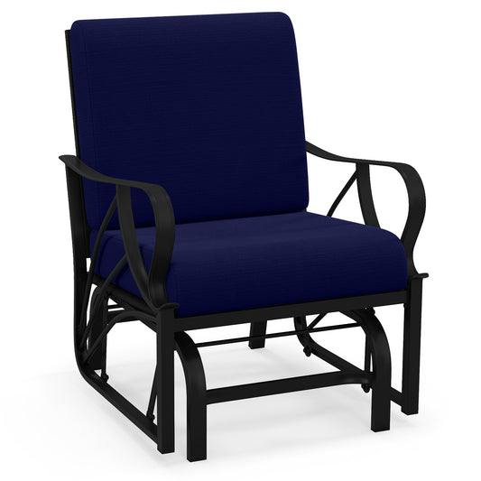 Patio Glider Rocking Chair, Thick Cushion, Curved Armrest, Navy Patio Rocking Chairs & Gliders Navy at Gallery Canada