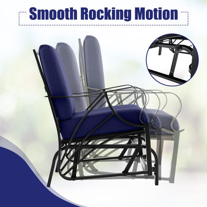 Patio Glider Rocking Chair, Thick Cushion, Curved Armrest, Navy Patio Rocking Chairs & Gliders at Gallery Canada