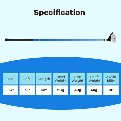 38 Inch Junior Fairway Wood Golf Club, 165CC, Fiberglass Shaft, Blue Golf at Gallery Canada