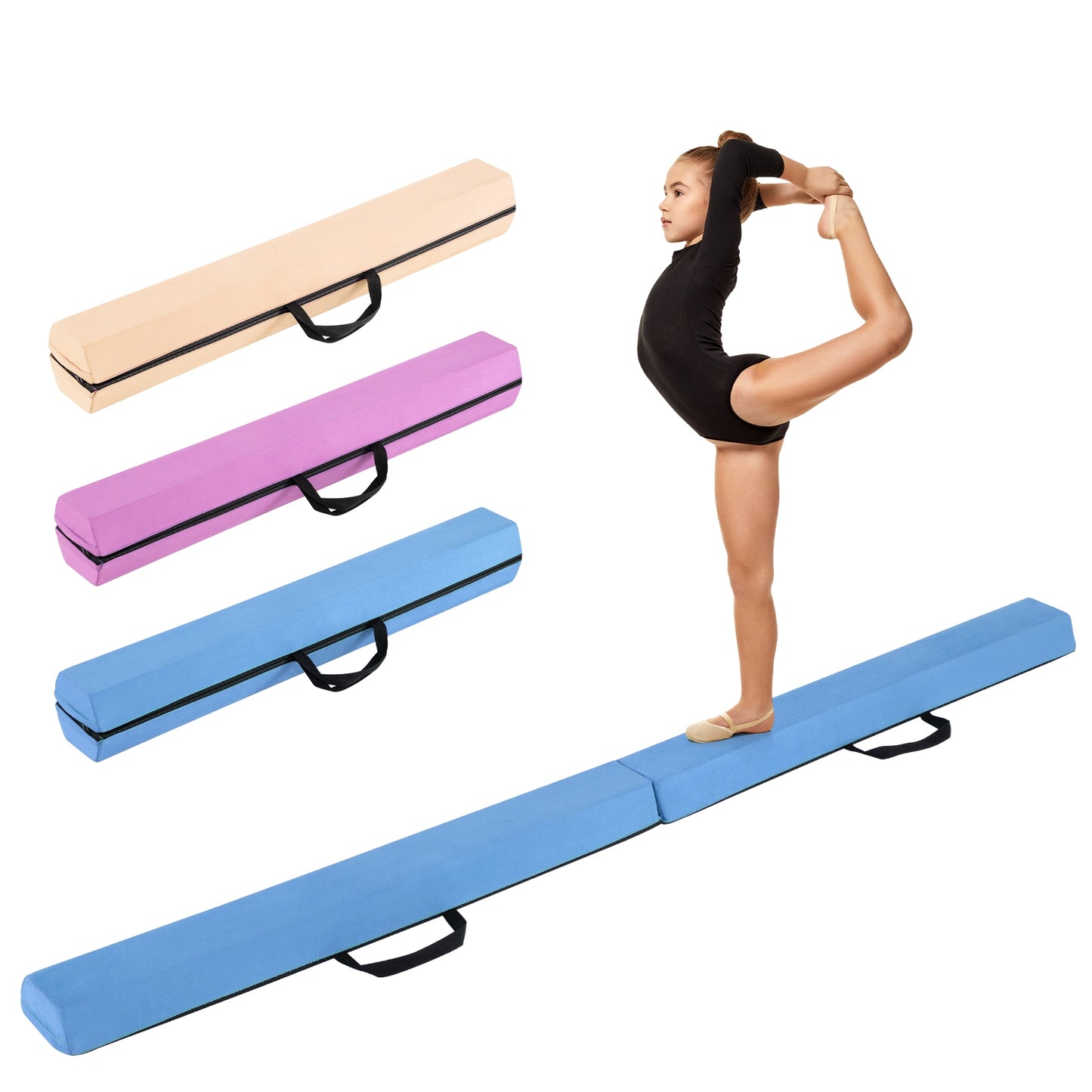 7 FT Folding Balance Beam, Removable Suede Cover, Non-Slip Bottom, Navy Baby Gyms & Playmats at Gallery Canada
