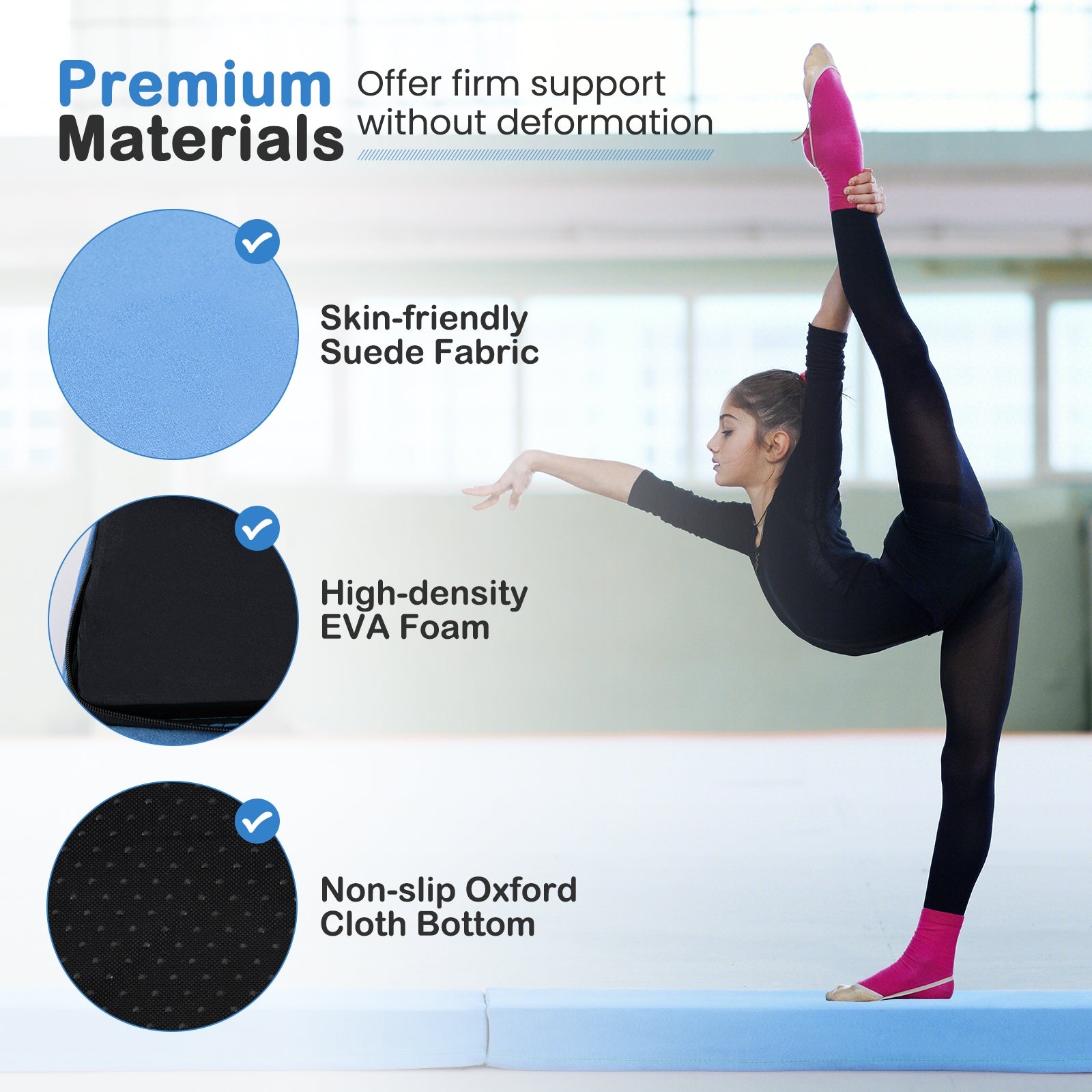 7 FT Folding Balance Beam, Removable Suede Cover, Non-Slip Bottom, Navy Baby Gyms & Playmats at Gallery Canada