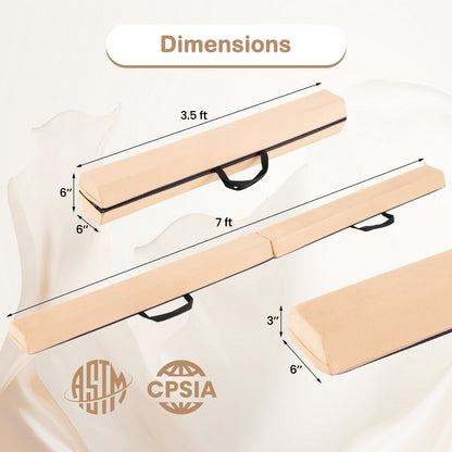 7 FT Folding Balance Beam, Removable Suede Cover, Non-Slip Bottom, Khaki Baby Gyms & Playmats at Gallery Canada