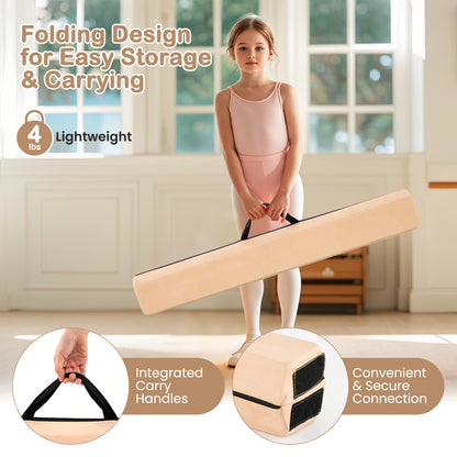 7 FT Folding Balance Beam, Removable Suede Cover, Non-Slip Bottom, Khaki Baby Gyms & Playmats at Gallery Canada