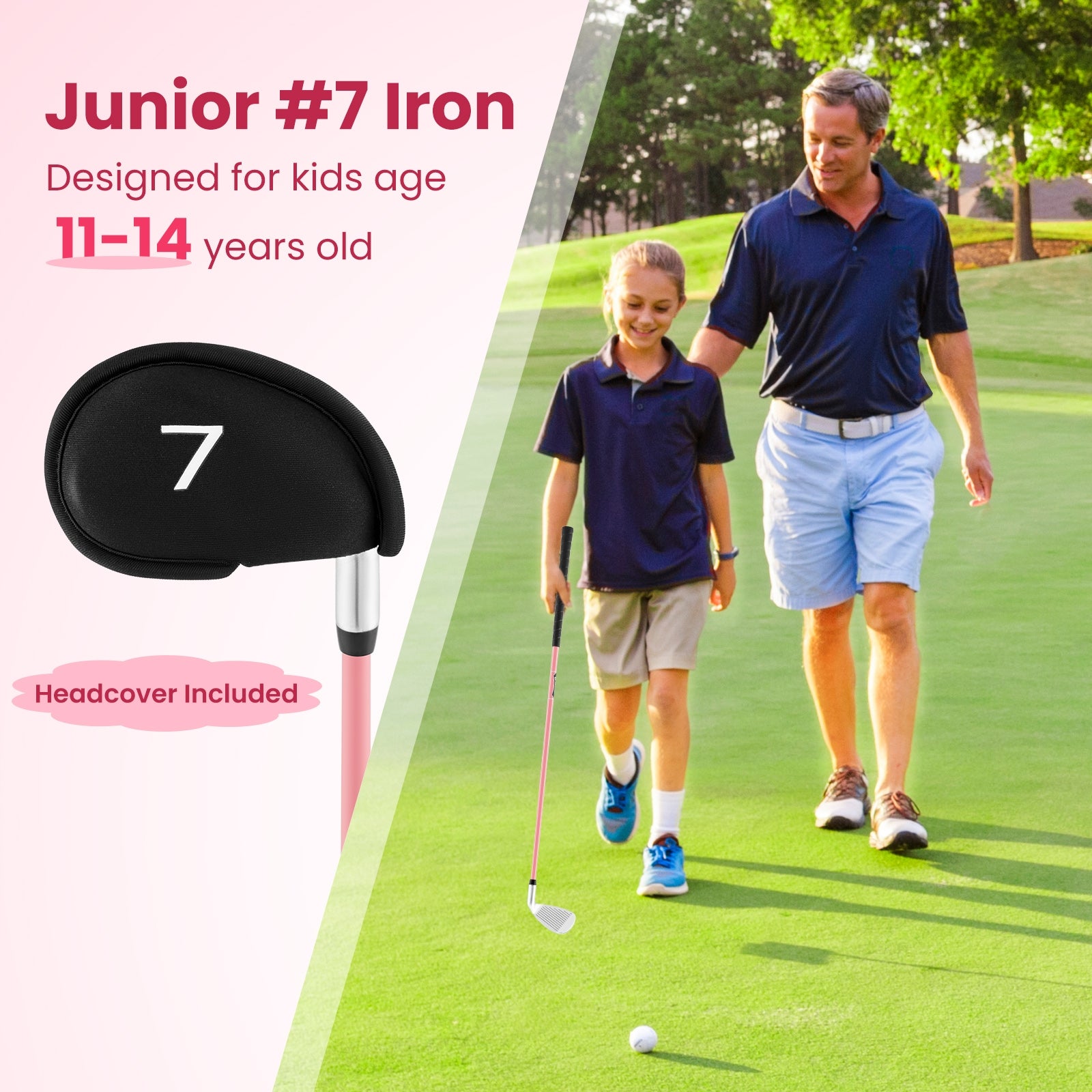 Junior #7 Iron, Fiberglass Shaft, Headcover, Pink Golf at Gallery Canada