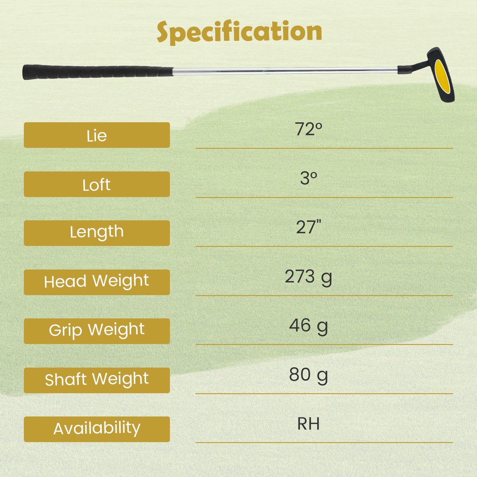 Junior Mallet Putter Golf Club For 8-10 Years Old Kids, Yellow Golf at Gallery Canada