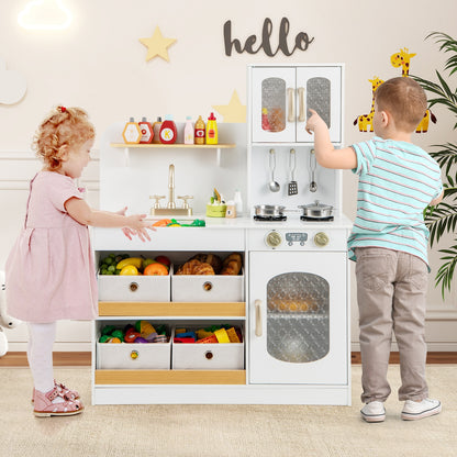 Kids Kitchen Playset With Cooking Accessories, Toy Cuttable Veggies, White Play Kitchen Sets at Gallery Canada