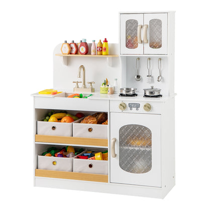 Kids Kitchen Playset With Cooking Accessories, Toy Cuttable Veggies, White Play Kitchen Sets at Gallery Canada